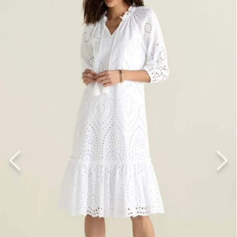 NEW! CITY OF GARDENS WHITE EYELET DRESS Soft SURROUNDINGS